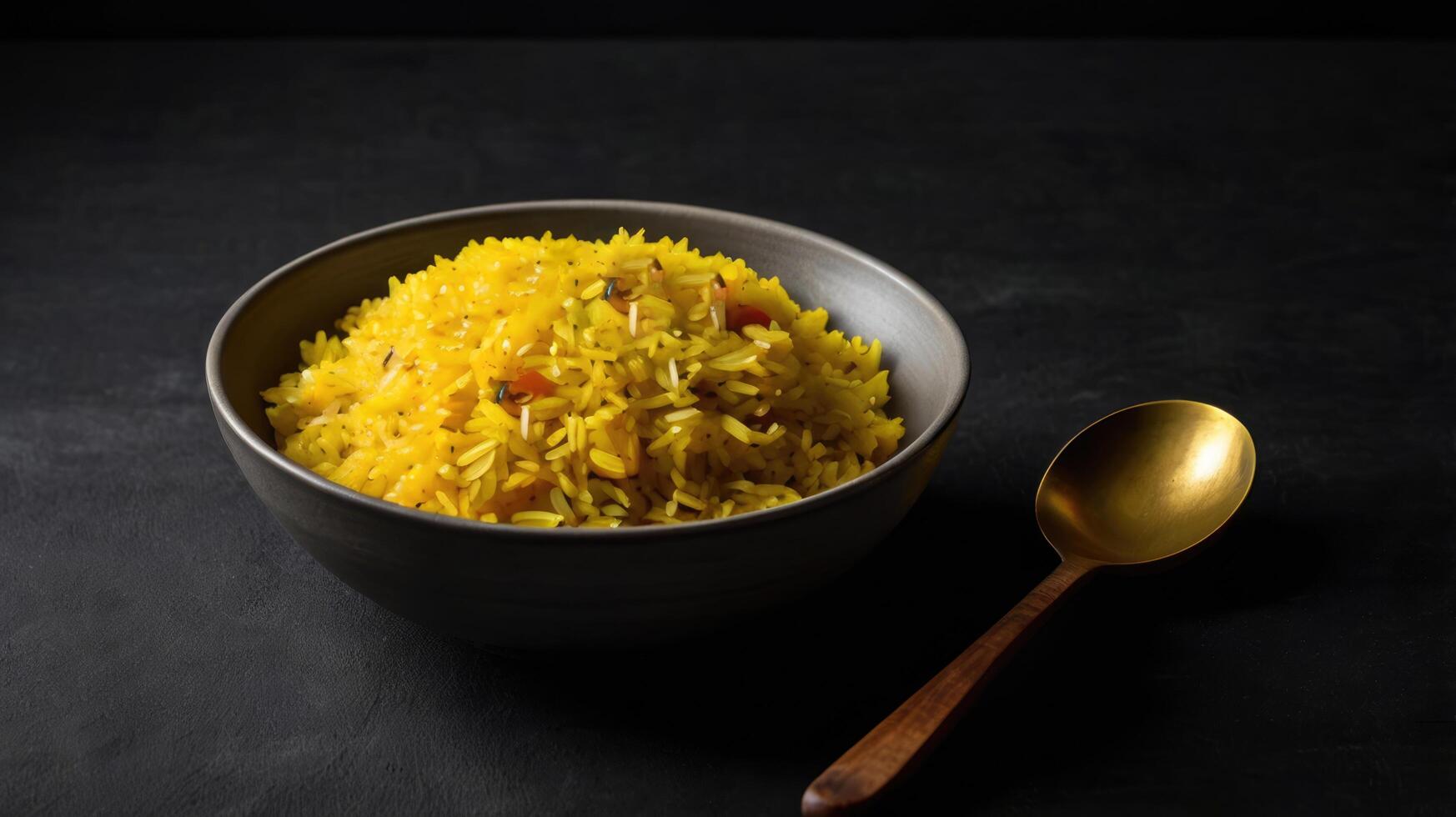 Traditional turkish pilaf served in a bowl on a black background photo