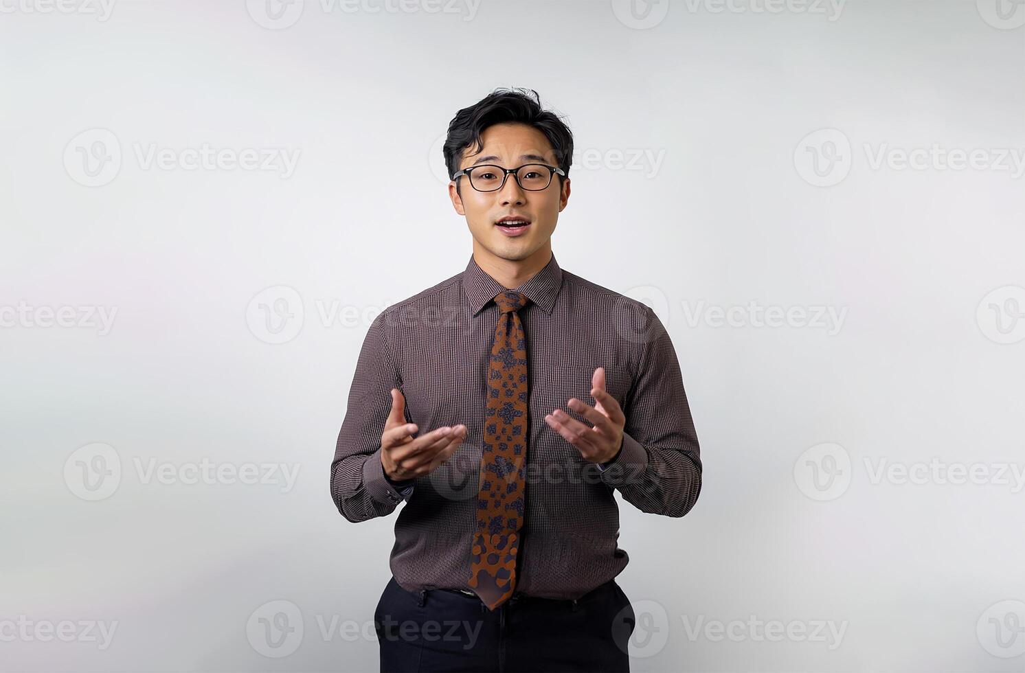 Glasses and tie, confident man photo
