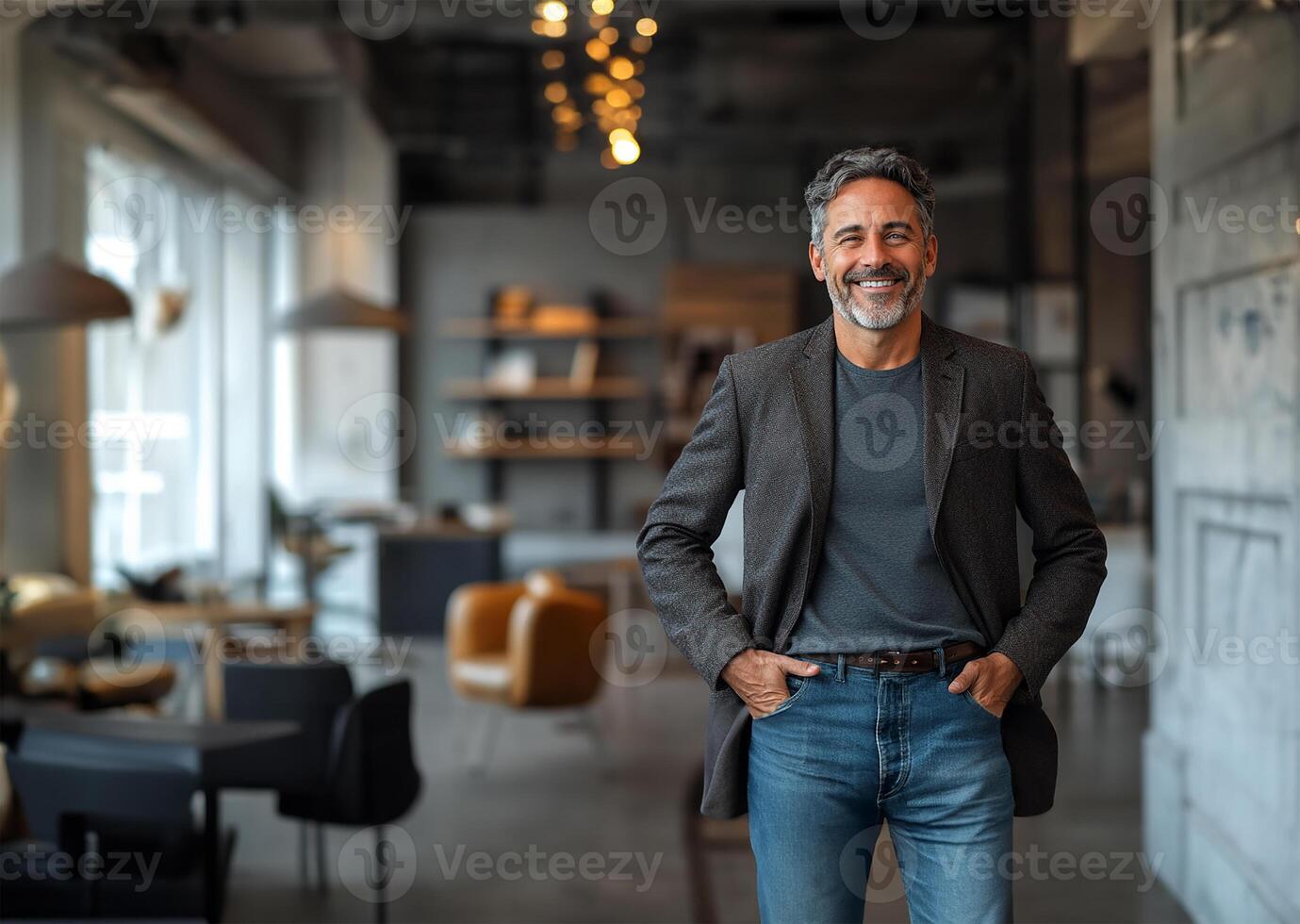 Happy businessman in office photo