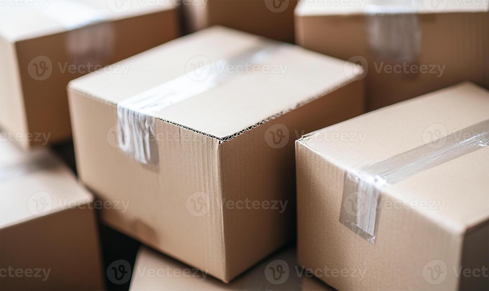 Moving day cardboard boxes photo