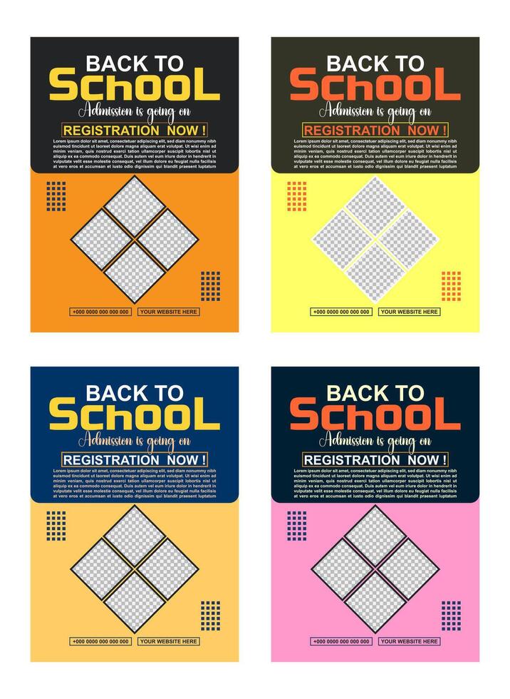 Back to School Eye Catching Social Media Post Design Educational Post Templates vector