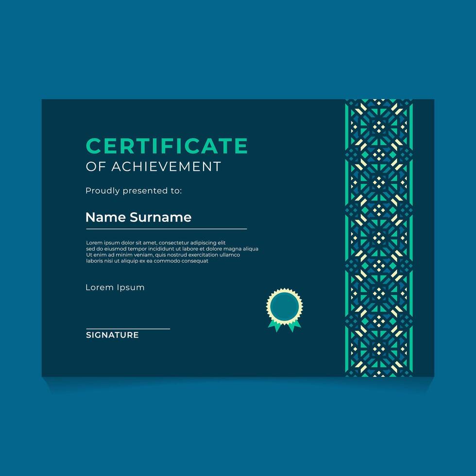 Oriental Geometric Certificate Template Design vector