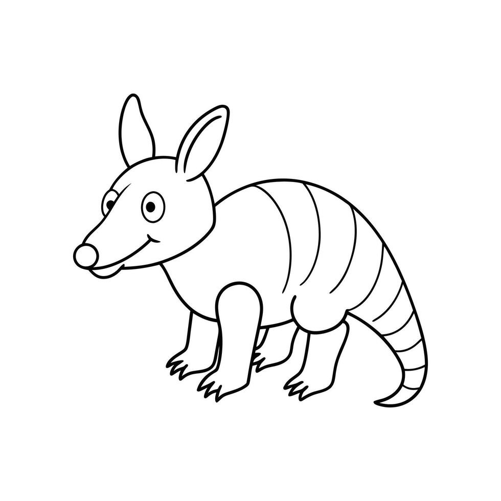 Aardvark Outline Design, Aardvark Clipart, Cute Baby Aardvark illustration in black and white vector