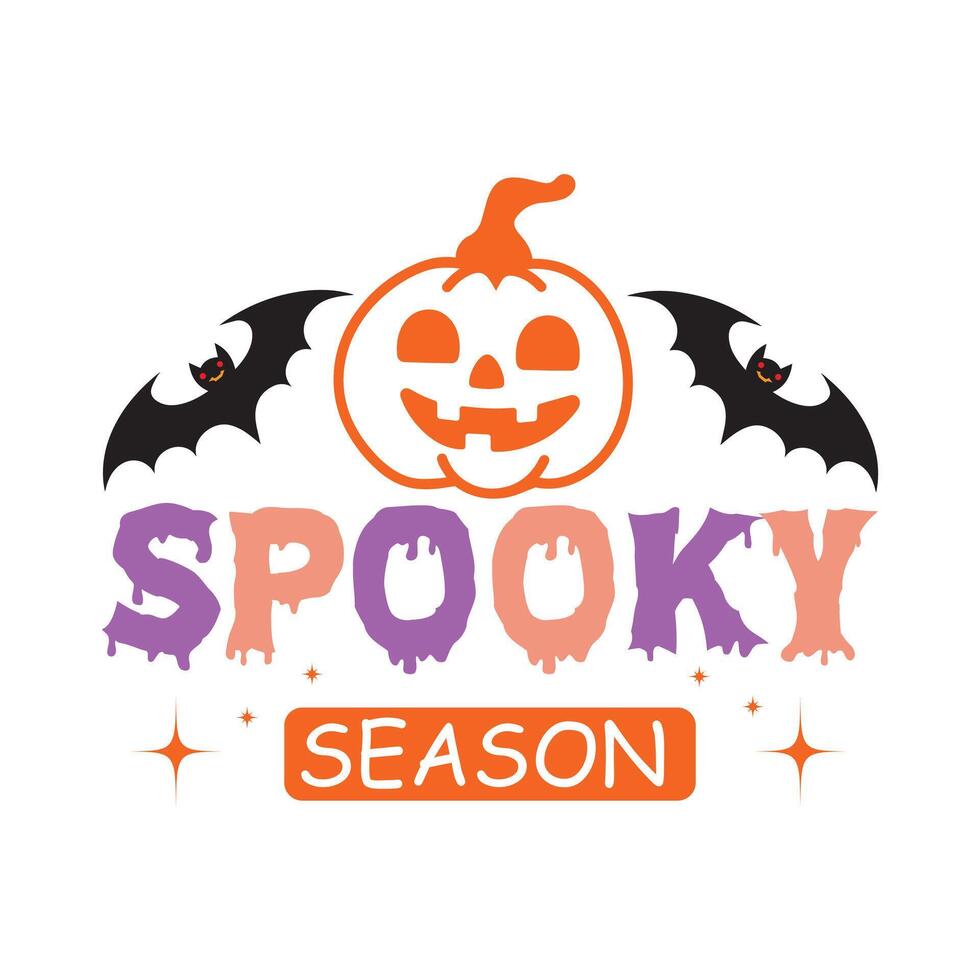 Halloween Pumpkin Spooky Season, Halloween Shirt design, Halloween illustration, Retro Halloween, Quotes Halloween Typography T shirt Design vector