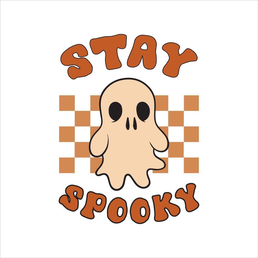 Halloween Stay Spooky, Halloween Shirt design, Halloween illustration, Retro Halloween, Quotes Halloween Typography T shirt Design vector