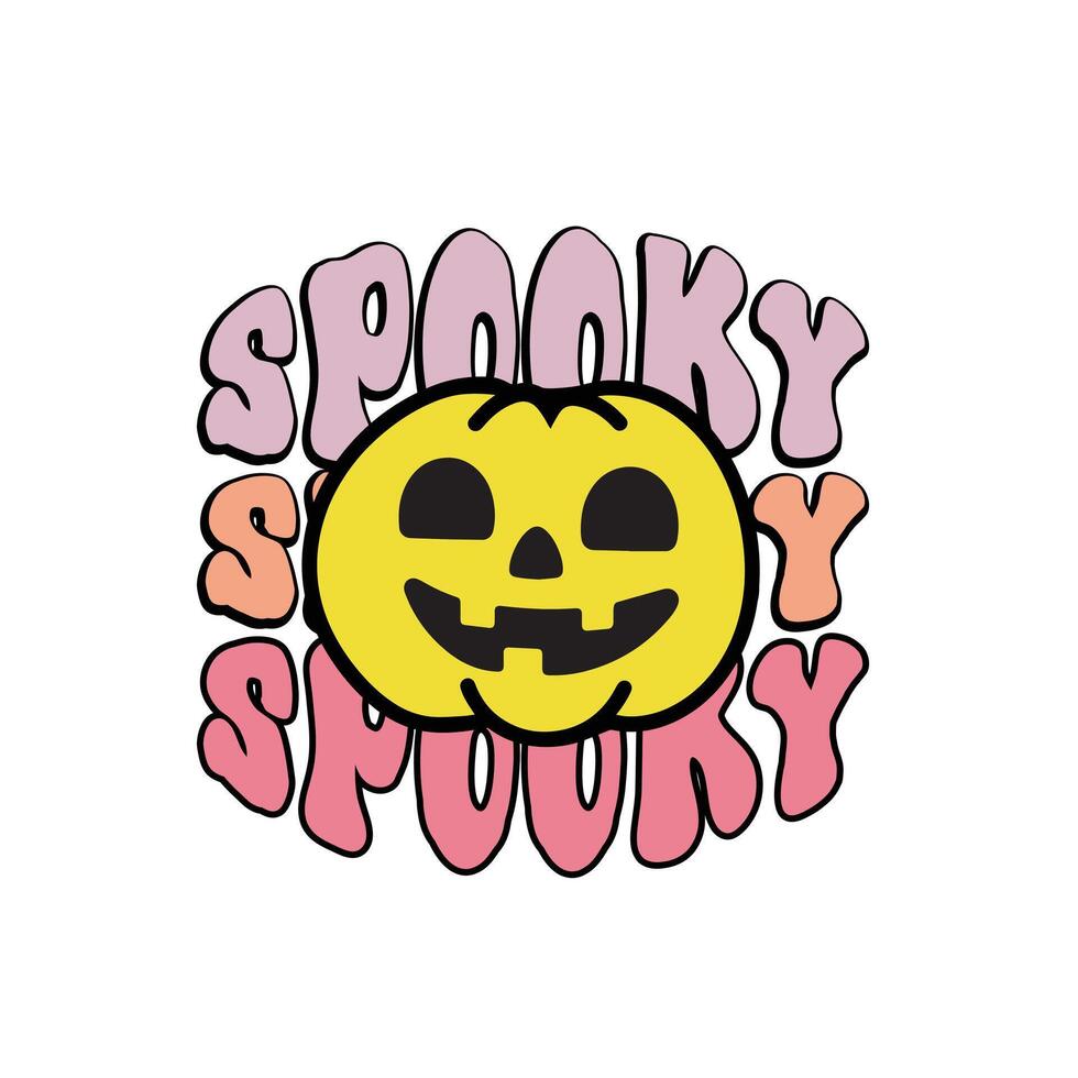 Halloween Spooky, Halloween Shirt design, Halloween illustration, Retro Halloween, Quotes Halloween Typography T shirt Design vector