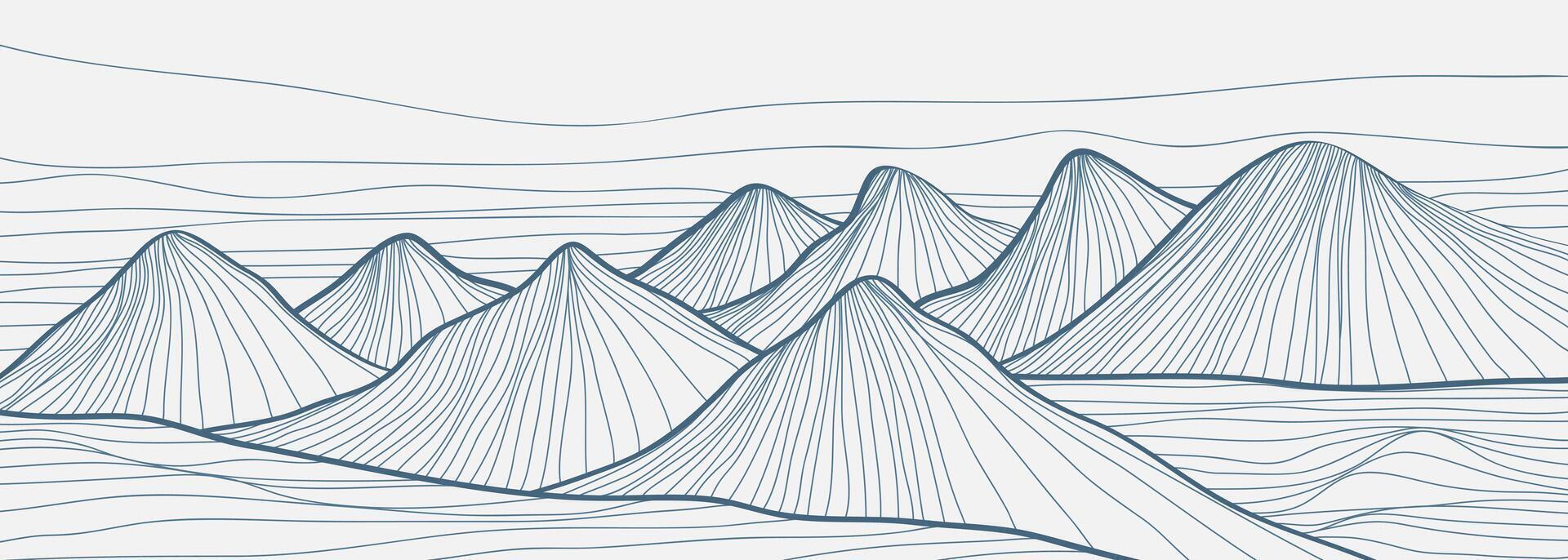 Hand drawn Mountain line arts illustration. Abstract mountain contemporary aesthetic backgrounds landscapes. use for print art, poster, cover, banner vector