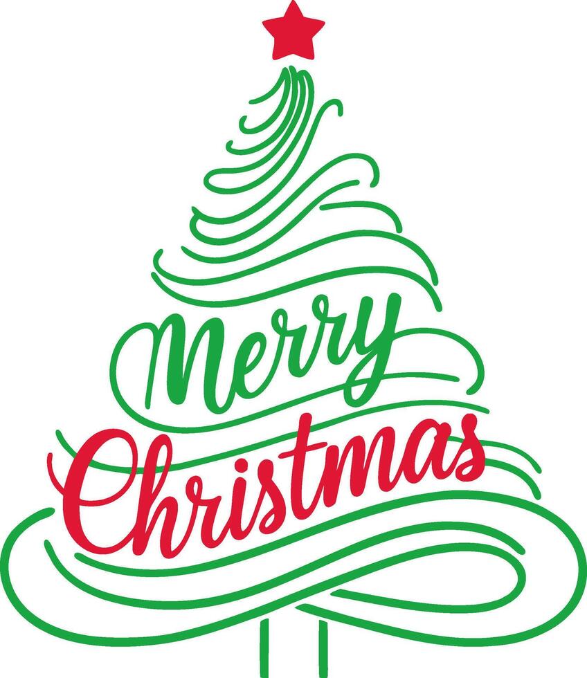 Illustration of a stylized Christmas tree made entirely of elegant, looping lines. vector