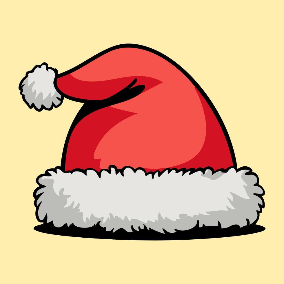 Minimalist Whimsical illustration of a Santa Claus hat. Cute santa claus on isolated white background. vector