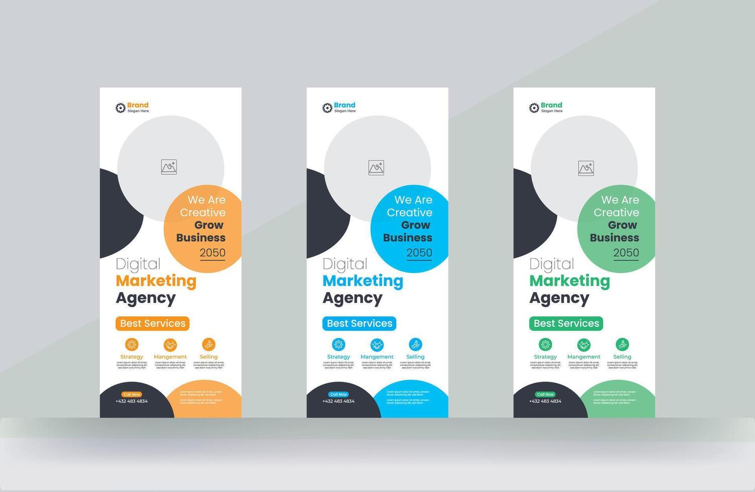 Marketing agency roll up business banner pull up cover template vector