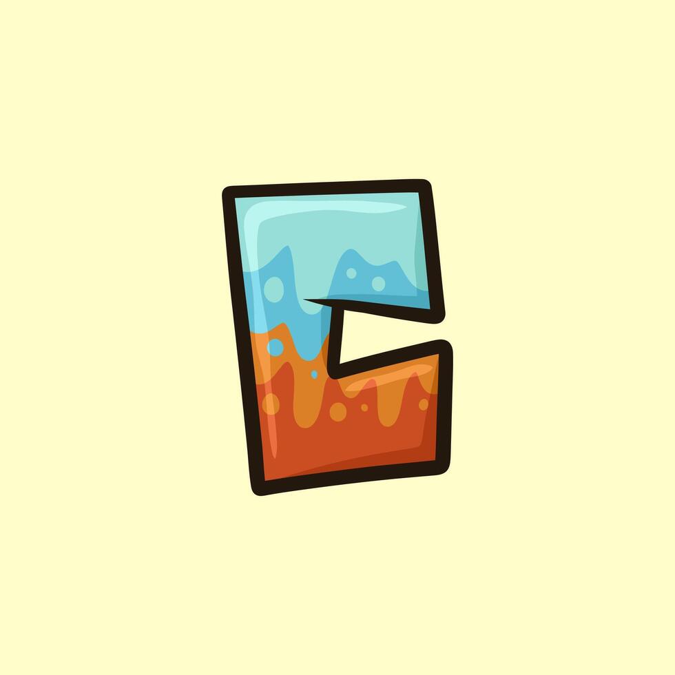 The letter C Graffiti Melt Pattern Square Cartoon vector