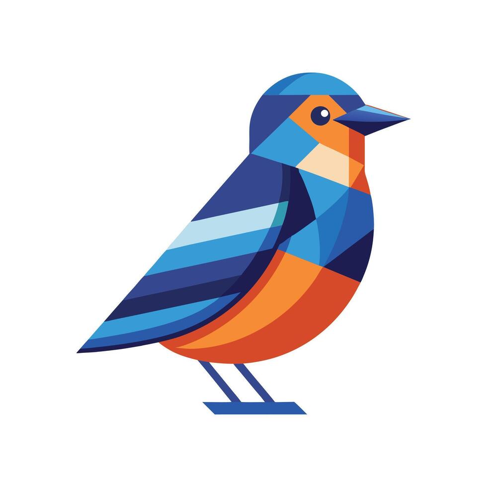 Geometric vibrant kingfisher bird art illustration with white background vector