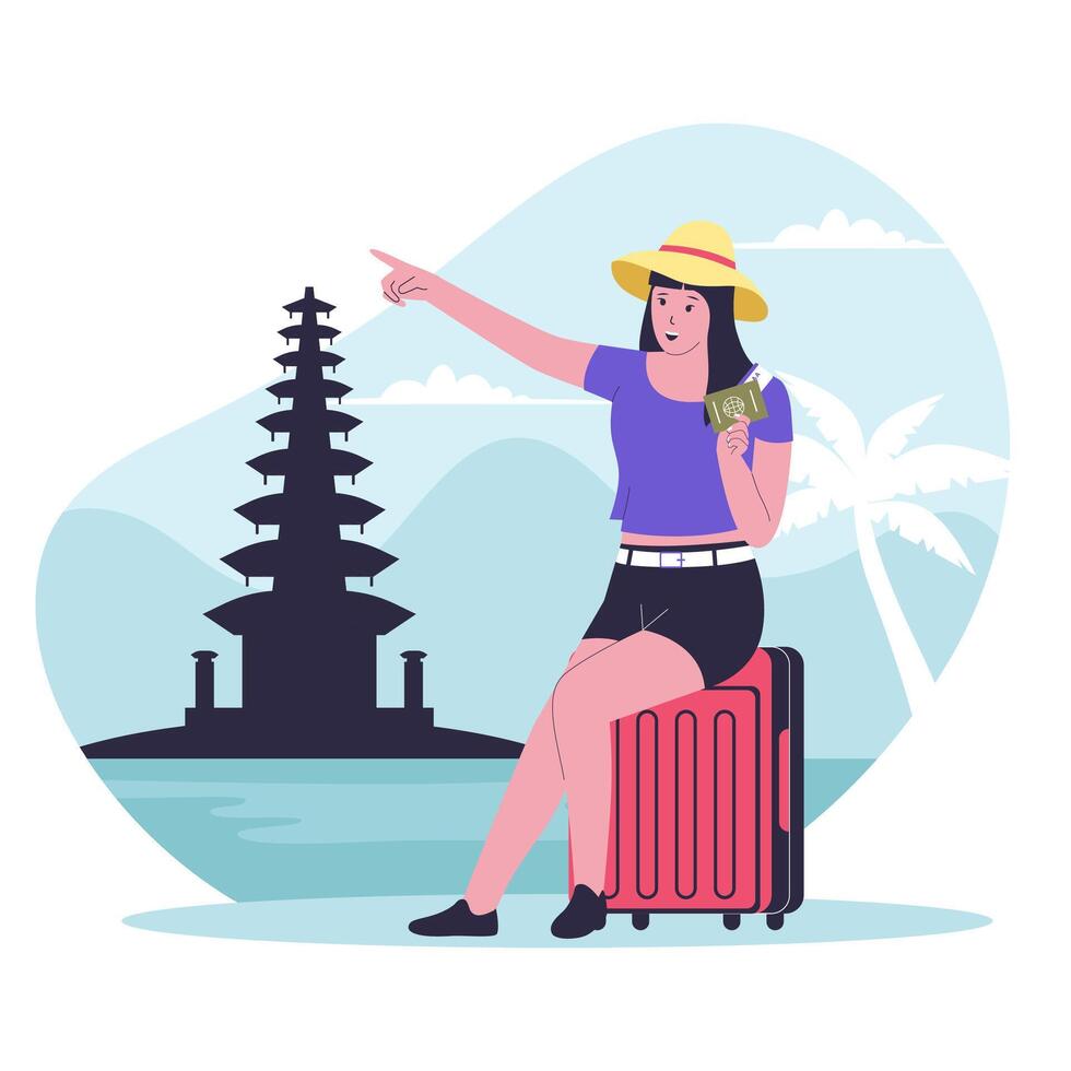 Bali travel tourism concept illustration vector