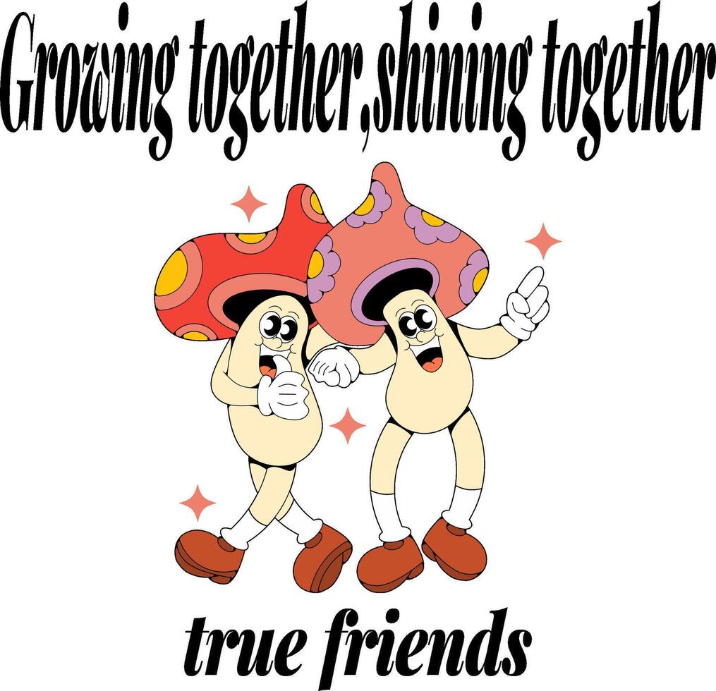 Meet Fungi and Fido, the cutest mushroom buddies you'll ever meet .These two are inseparable and always up to something fun in the forest. Follow their adventures as they explore their magical world vector