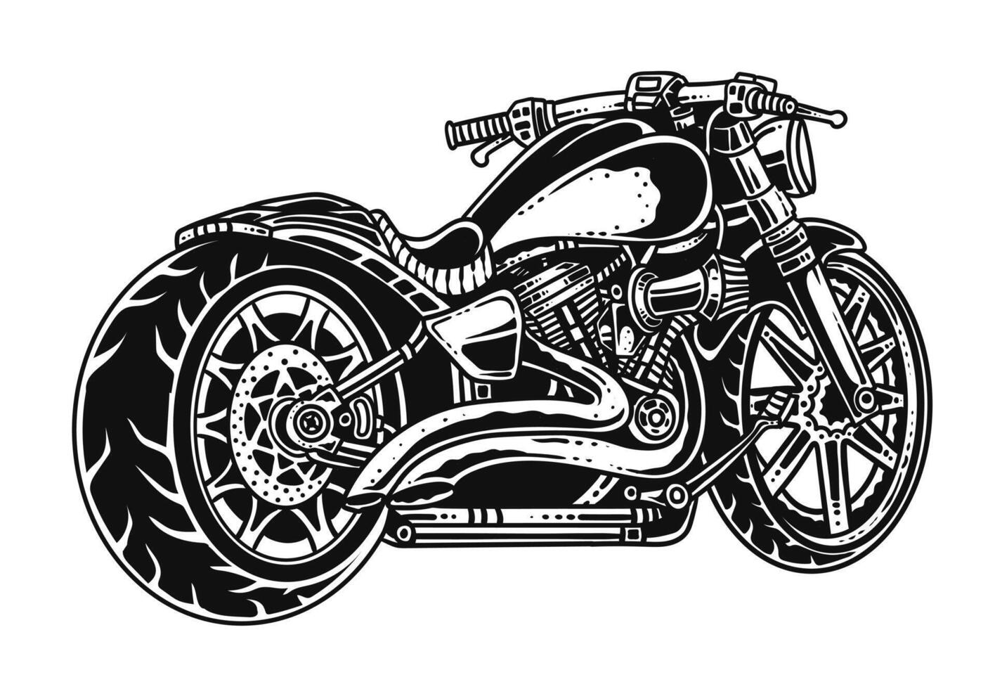 Illustration of vintage motorcycle line art style on white background vector