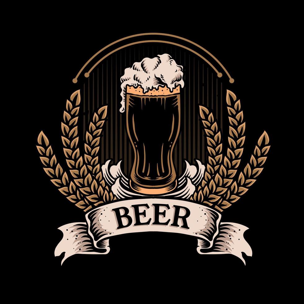 Antique frame beer label vintage retro , Vintage ornament logo. vector
