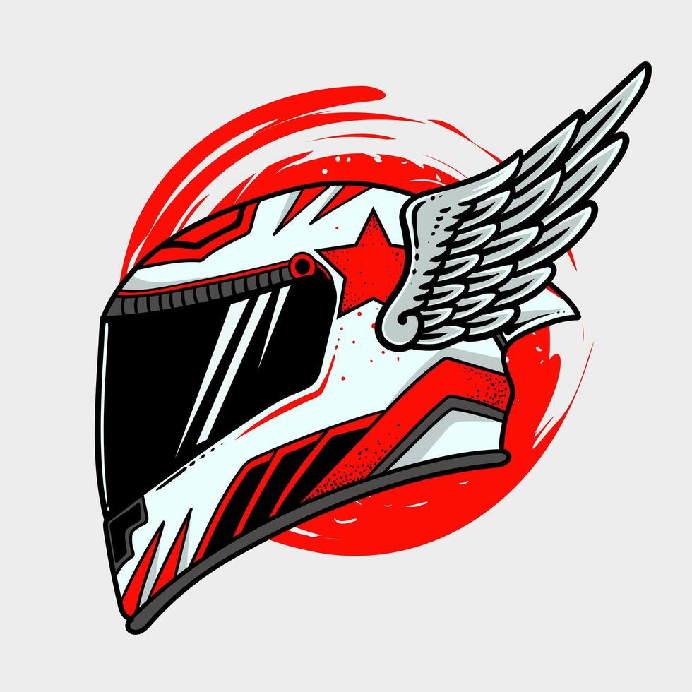 Illustration of sport motorcycle helmet with visor on white background vector