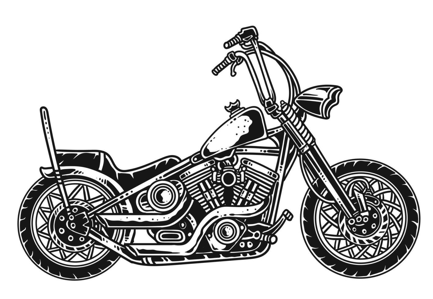 Illustration of vintage motorcycle line art style on white background vector