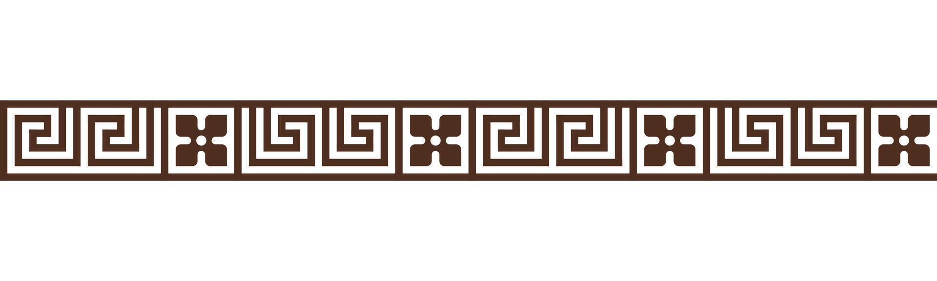 Greek seamless border collection. Decorative ancient meander, Greece ornament with repeated geometric motif vector