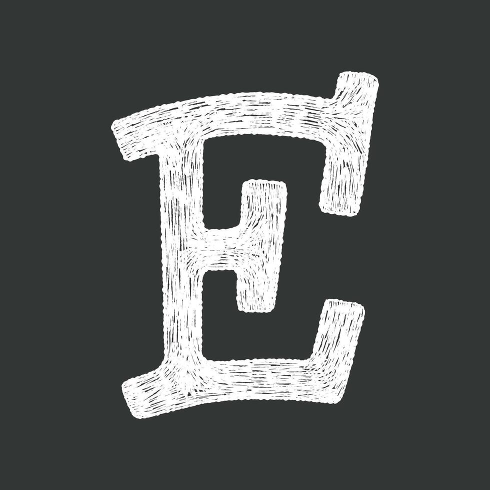 Hand-drawn chalk textured uppercase letter E for school creative lettering design projects. vector