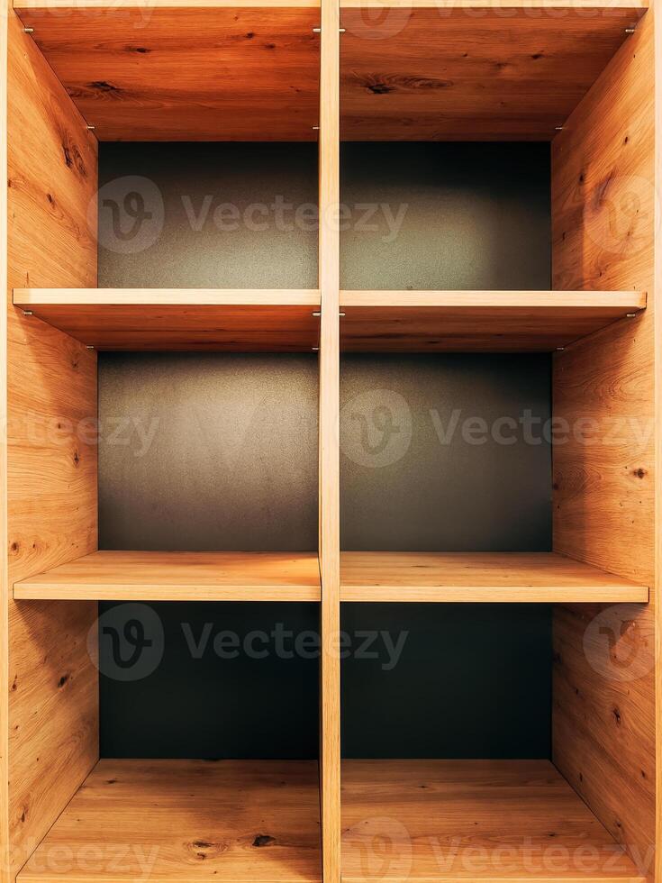 Empty bookshelf as mockup copy space photo