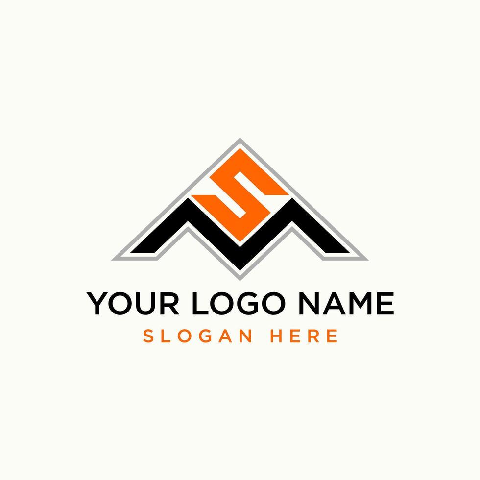 Logo design graphic concept creative premium stock letter initial SM or MS font badge top down triangle. Related monogram typography branding vector