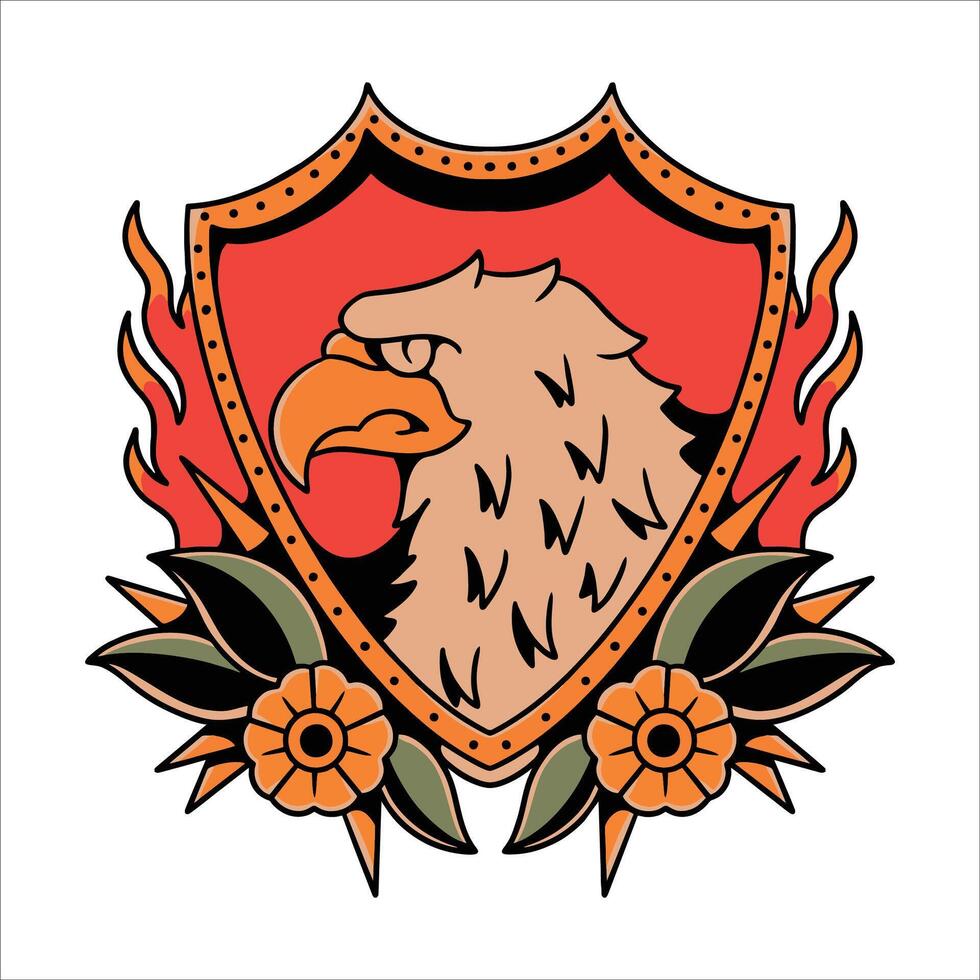 eagle shield tattoo design vector