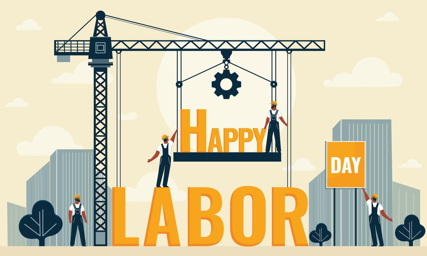Happy Labor Day flat illustration vector