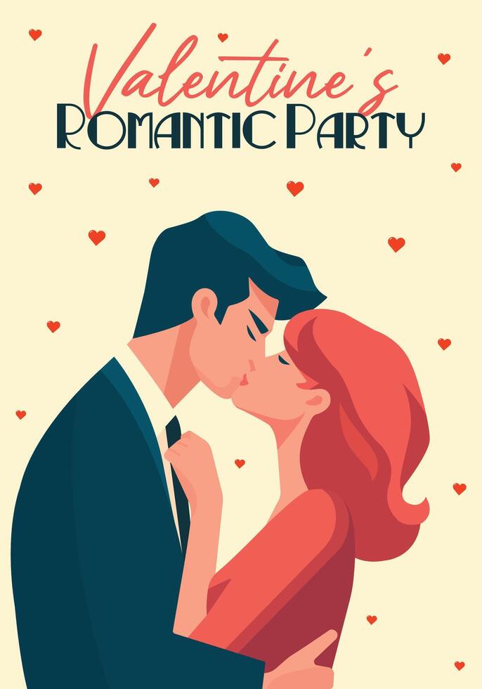 Valentines Day Party retro flyer design vector