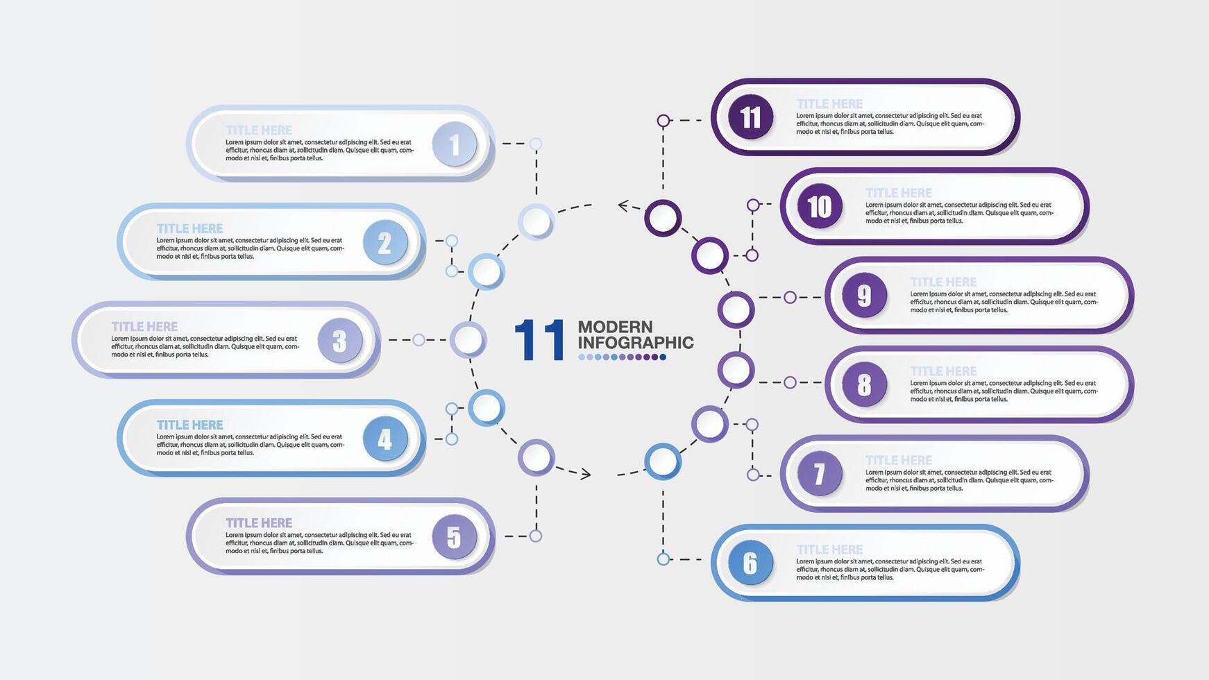 Basic infographic template with 11 step. vector