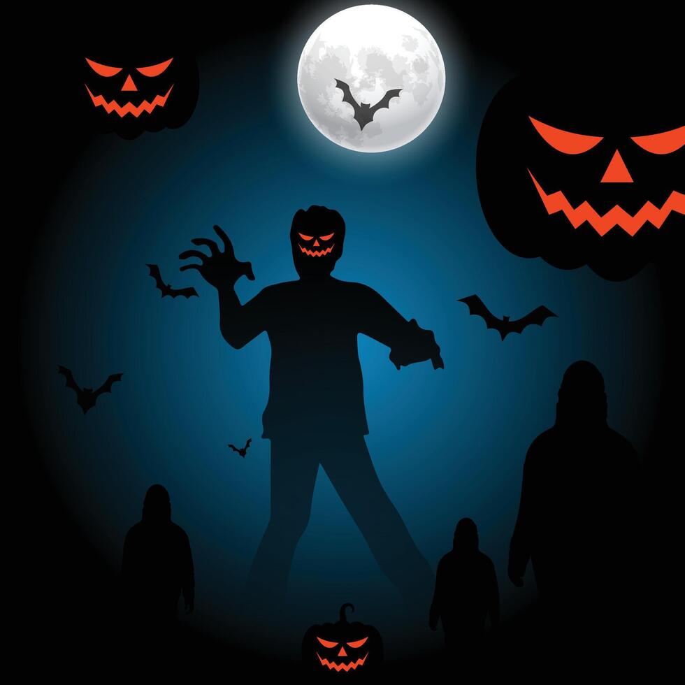 a halloween scene with a man in a halloween costume and bats vector