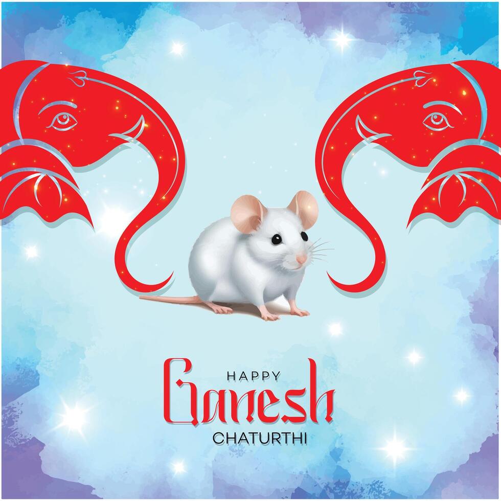 Happy Ganesh Chaturthi celebration banner design with mouse vector