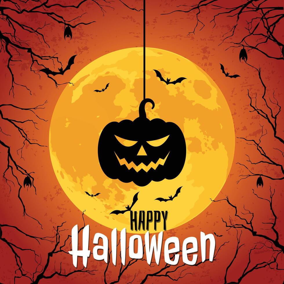 a poster for halloween with a pumpkin on it vector
