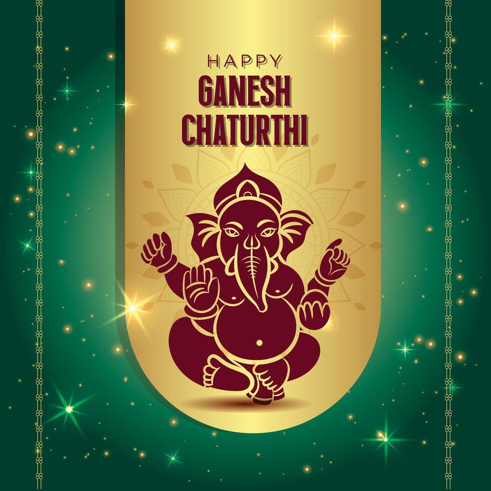 Lord Ganpati on Ganesh Chaturthi background. vector