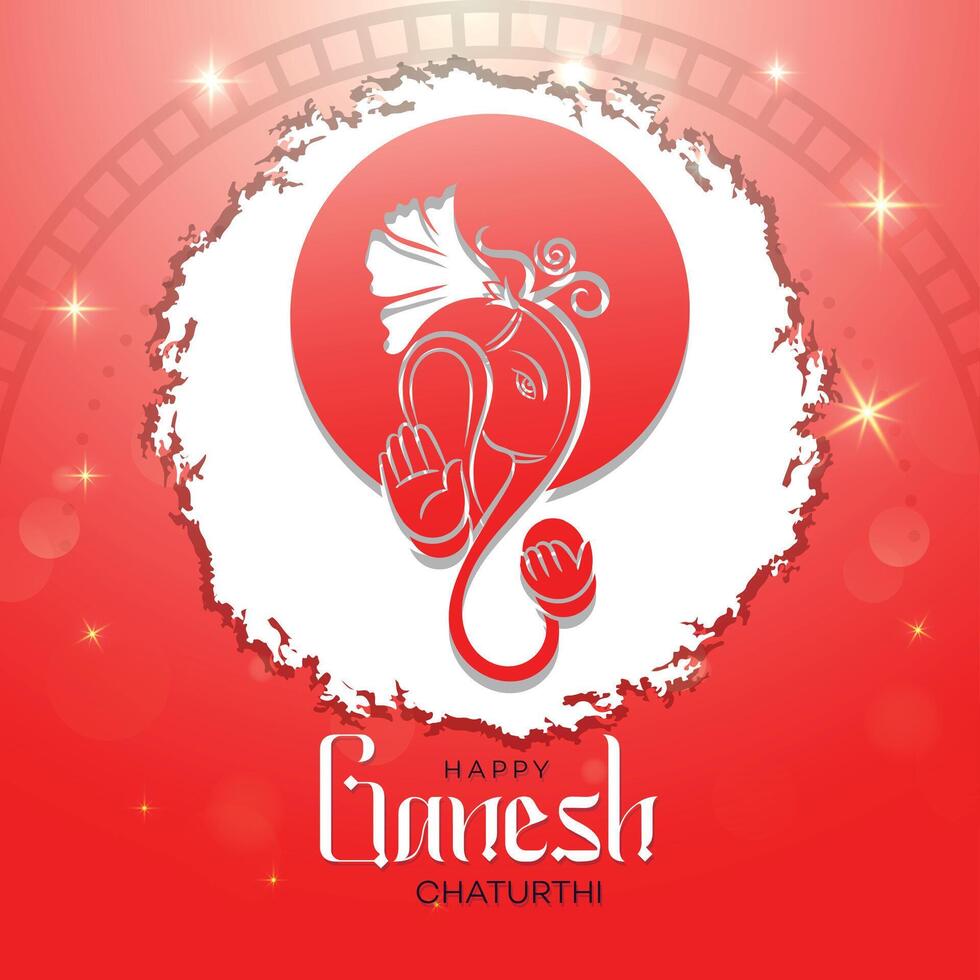 lord ganesh on beautiful artistic red gredient background vector