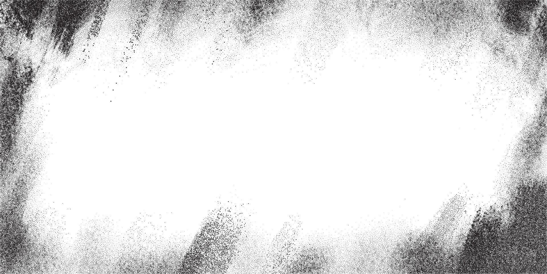 Grunge frame with noise border. Grainy background with spray effect. Gradient rough overlay with stipple gradation texture. Sand and dust vintage graphic. Aged picture vector