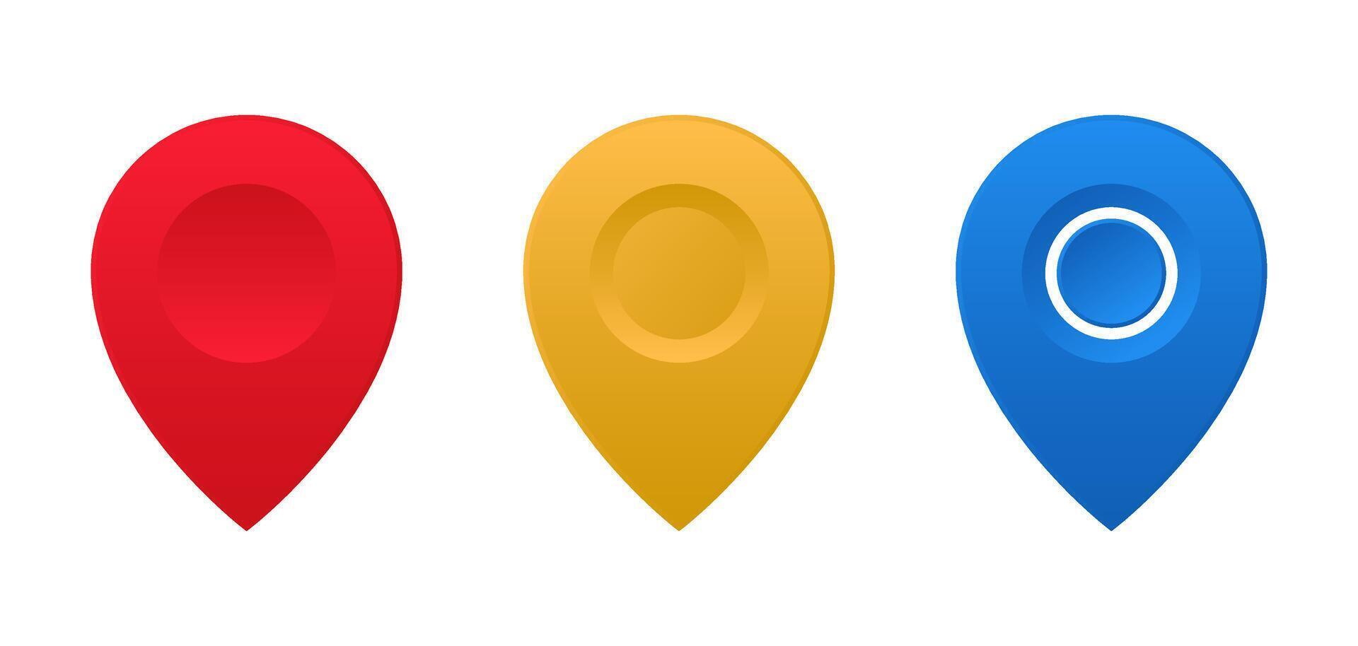 Collection of pin icon designs with 3d style vector