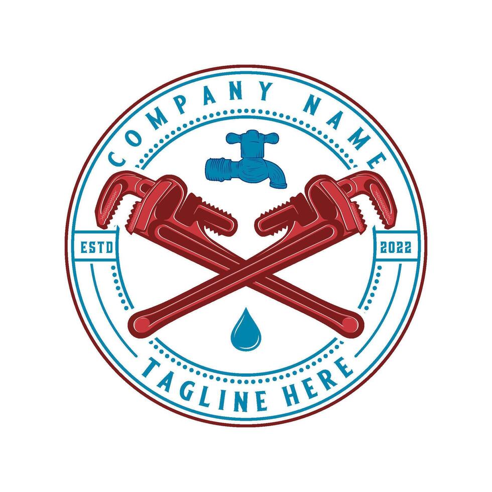 pipe repair logo design. the concept of a wrench that can be adjusted with a water faucet icon, for plumbing repairs and home maintenance. vector