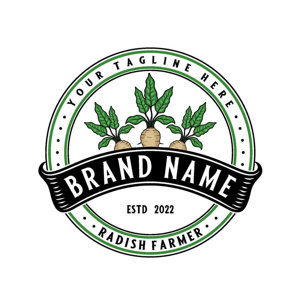 radish logo design. fresh radish concept, for farmer or farm shop. vector