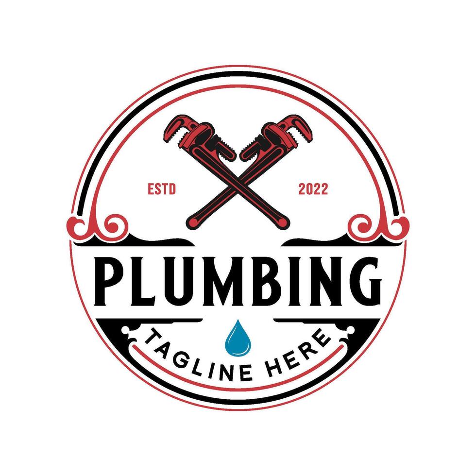 plumbing logo design. adjustable wrench, for pipe repair vector