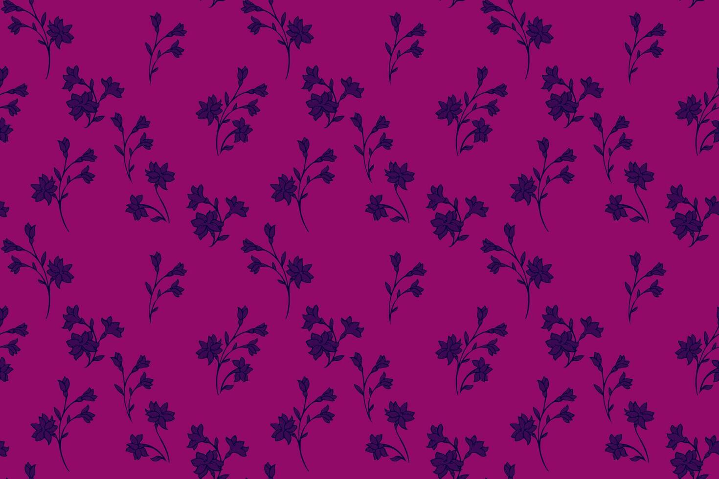 hand drawing elegant tiny florals stem seamless pattern. Abstract artistic branches with small flowers print on a burgundy background. Simple nature ornament for design, fashion, fabric vector