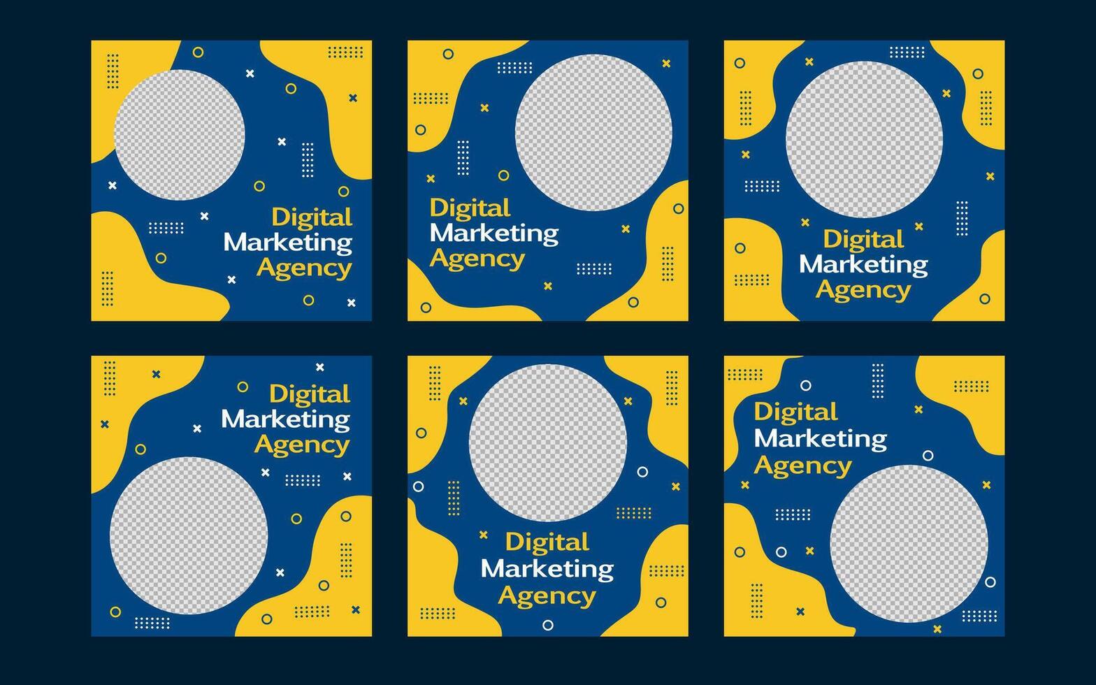 social media post design with blue and yellow colors for business, and promotions. vector