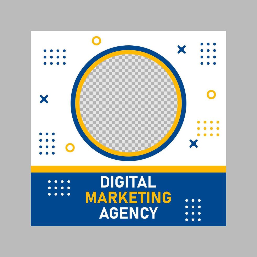 Blue and yellow design, white text, digital marketing agency. vector