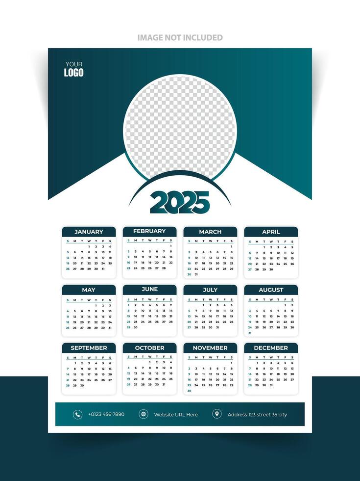 2025 Calendar Design Template with beautiful background 49049633 Vector