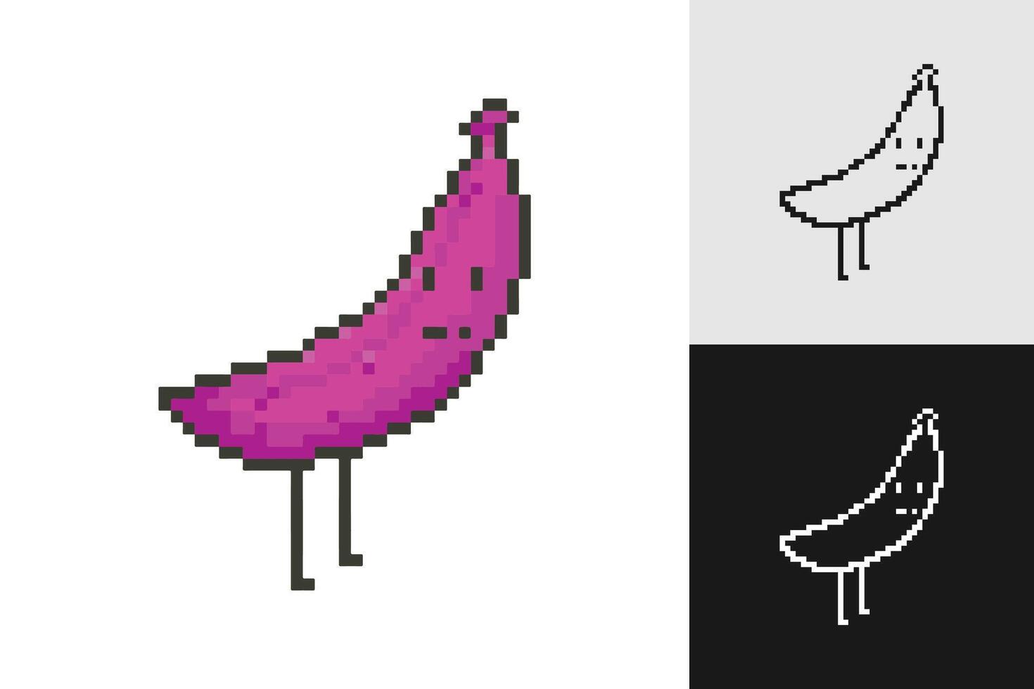 8-bit pixel cute banana fruit, pixel art illustration. vector