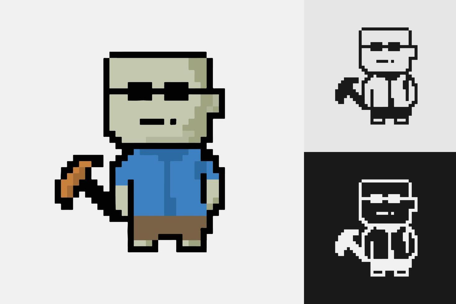 Pixel art character set collection. illustration vector