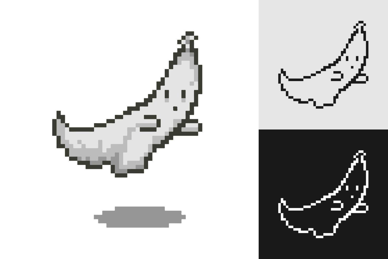 Ghost figure pixel art style, 8 bit character. Isolated illustration vector