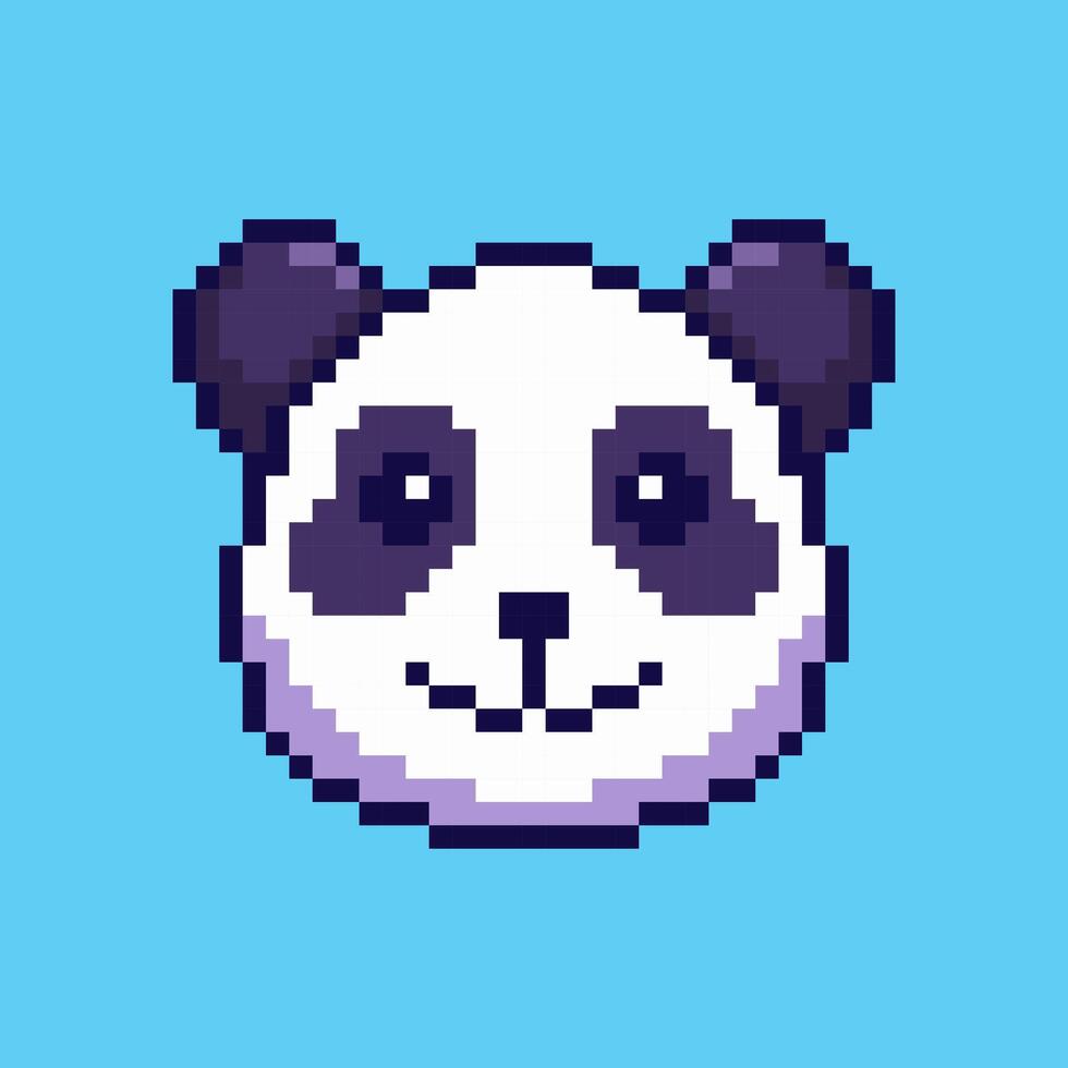 Pixel art cute panda head game asset design vector