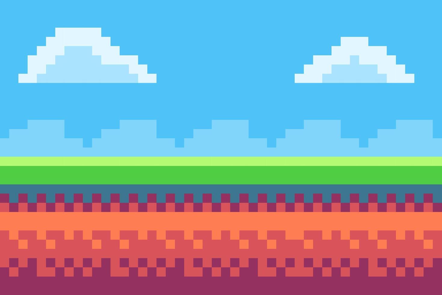 Pixel art highlands landscapes game asset design vector