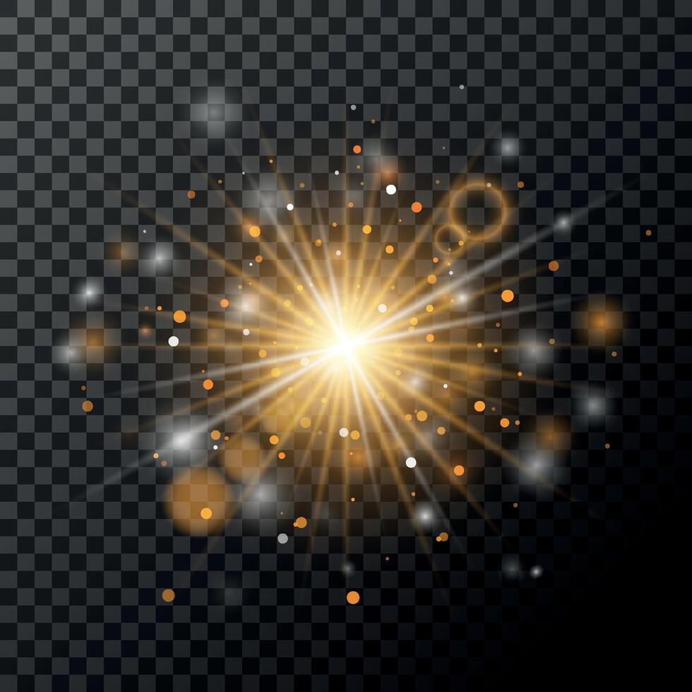 Glow effect. The star burst with brilliance. Gold glitter. illustration vector